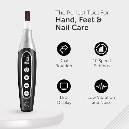 Cordless Electric Nail File Kit for Manicure, Pedicure & Callus Care