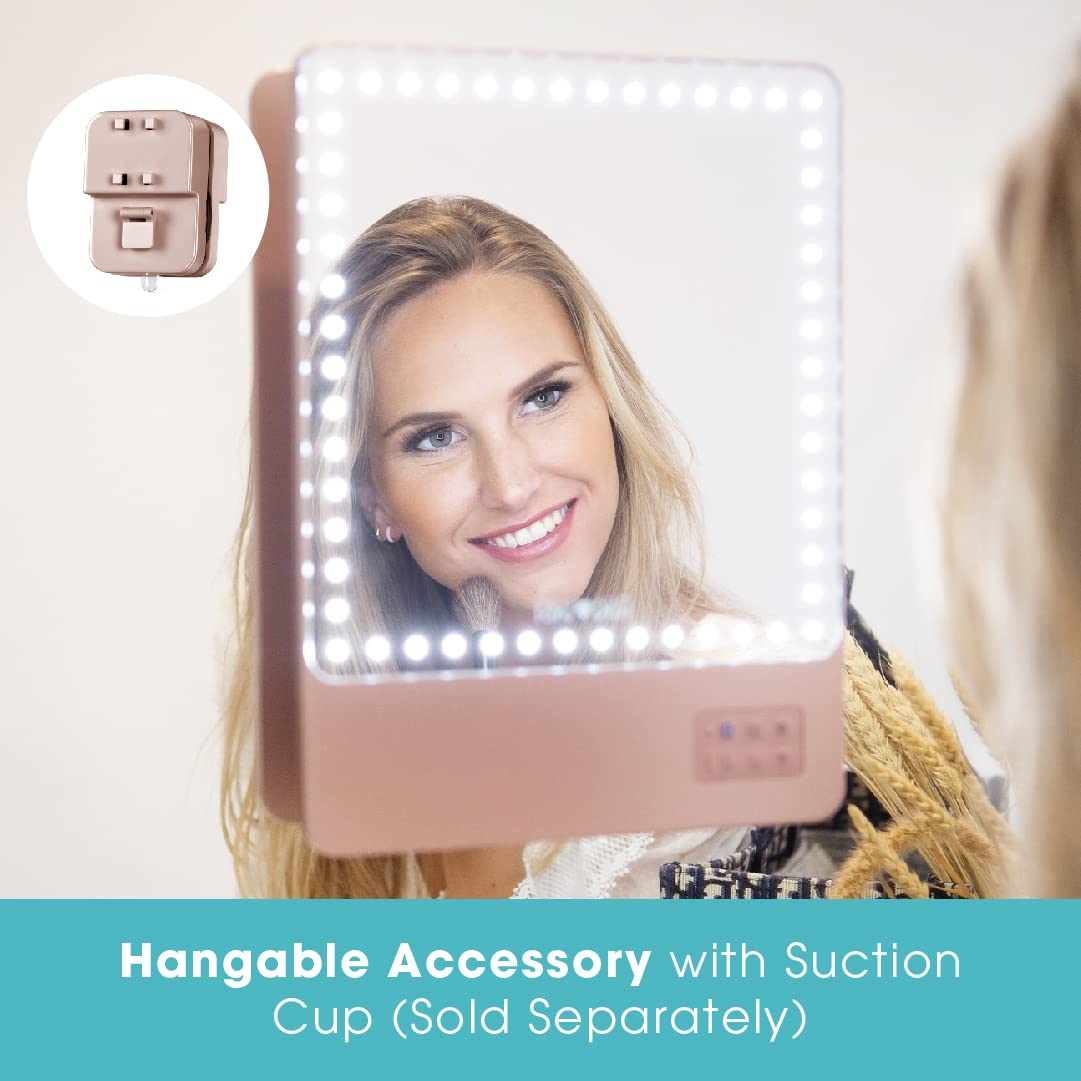 LED Vanity Mirror with Magnifying Attachment and Phone Holder Stand