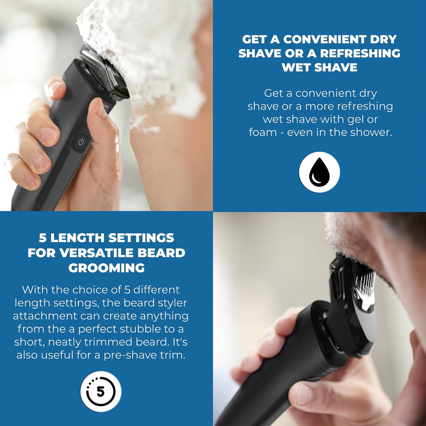 Rechargeable Wet & Dry Electric Shaver with Pop-Up Trimmer for Men