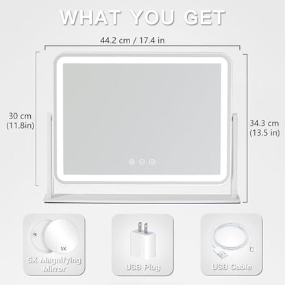 LED Makeup Mirror with 5X Magnification and Adjustable Lighting Modes