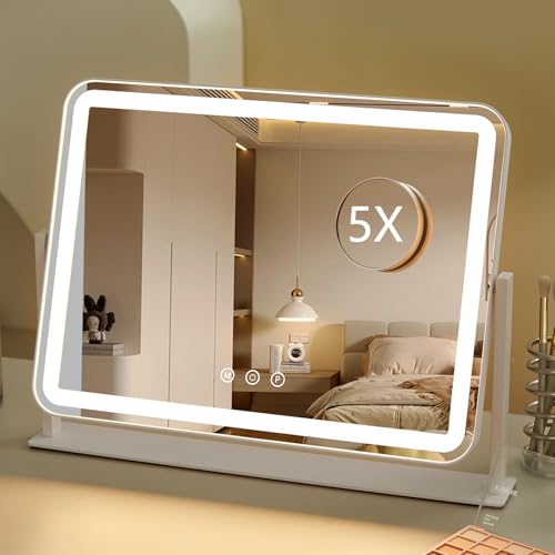 LED Makeup Mirror with 5X Magnification and Adjustable Lighting Modes