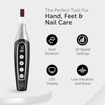 Cordless Electric Nail File Kit for Manicure, Pedicure & Callus Care