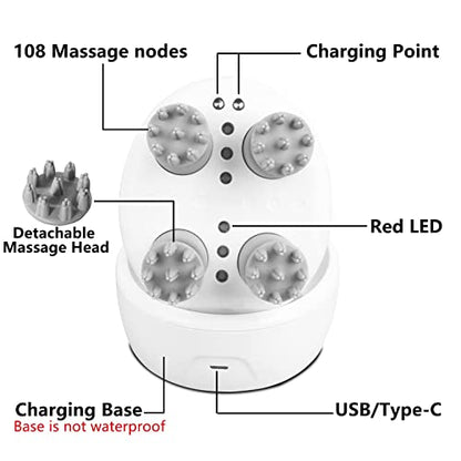Red Light Therapy Scalp Massager with Waterproof Design & Wireless Charging