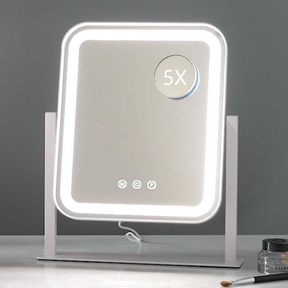 LED Makeup Mirror with 5X Magnification and Adjustable Lighting Modes