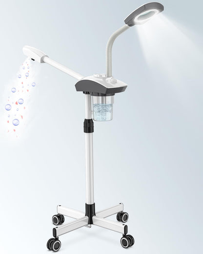 Professional Facial Steamer with Magnifying Lamp & Adjustable Hot Mist Therapy