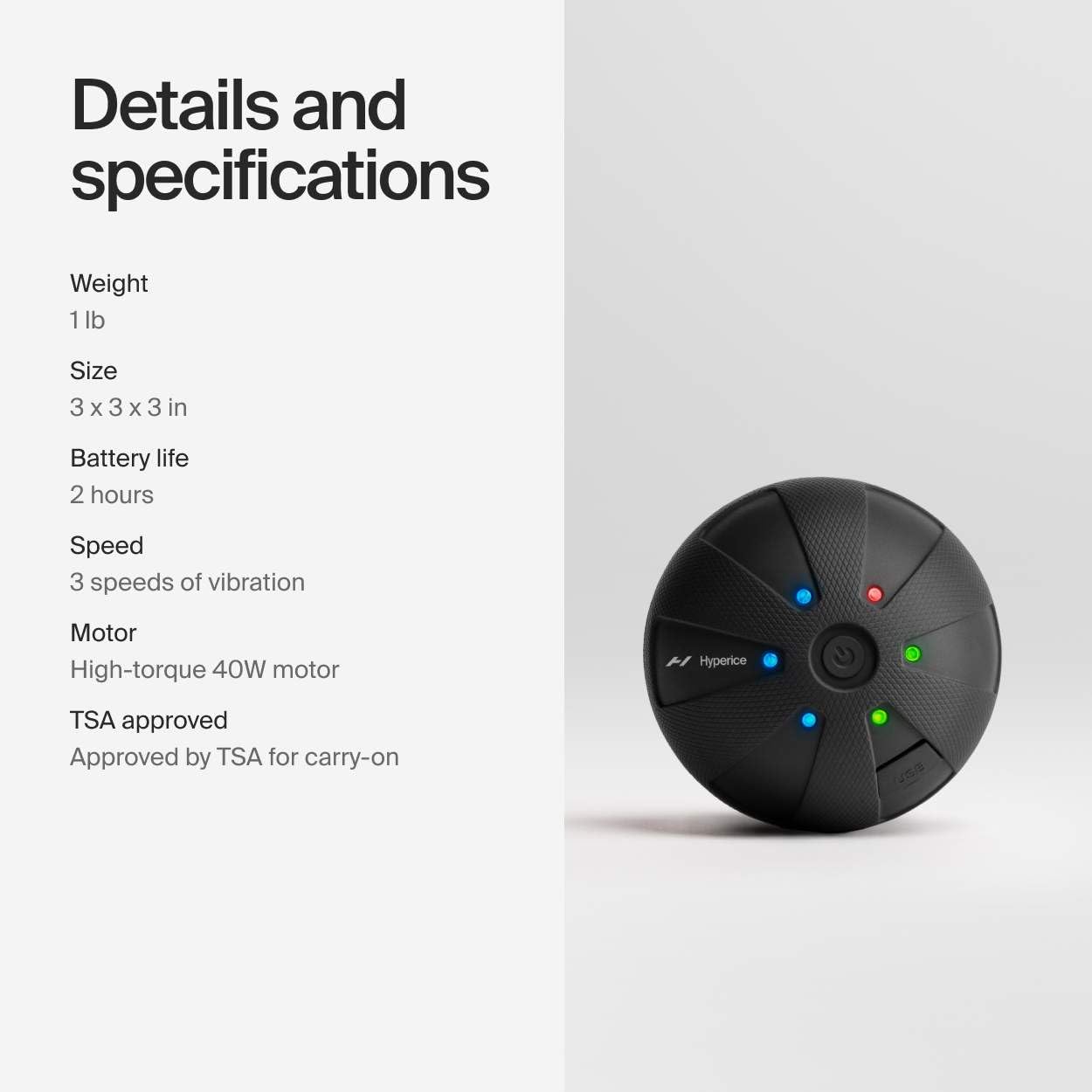 Hyperice Hypersphere Go Vibrating Ball Deep Tissue Massage Muscle Recovery
