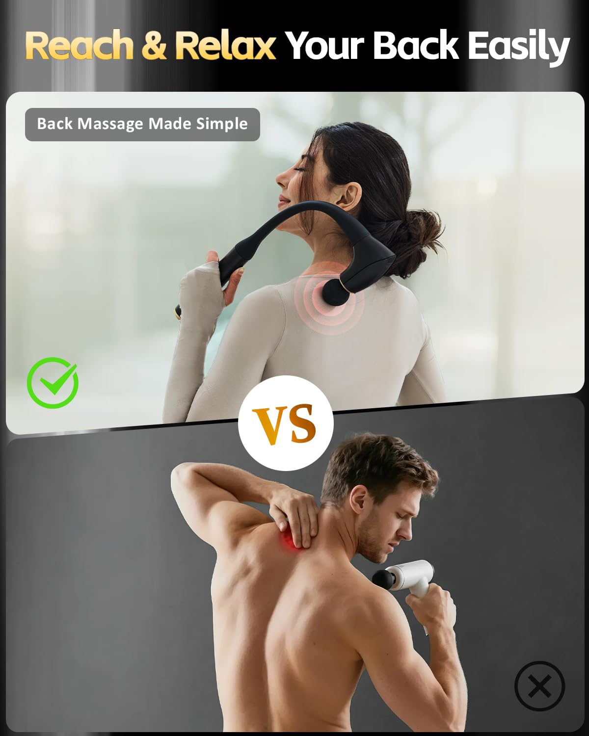 2-in-1 Percussion Massage Gun with Extension Handle for Deep Tissue Relief