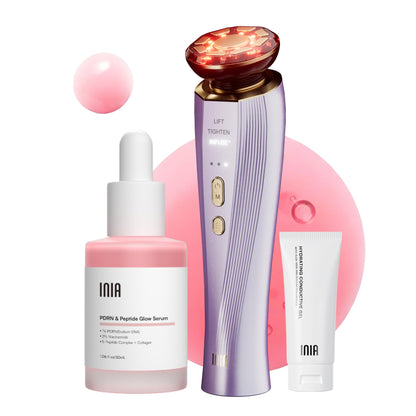 INIA Flare 3-in-1 Microcurrent Facial Device Red Light Therapy for Face