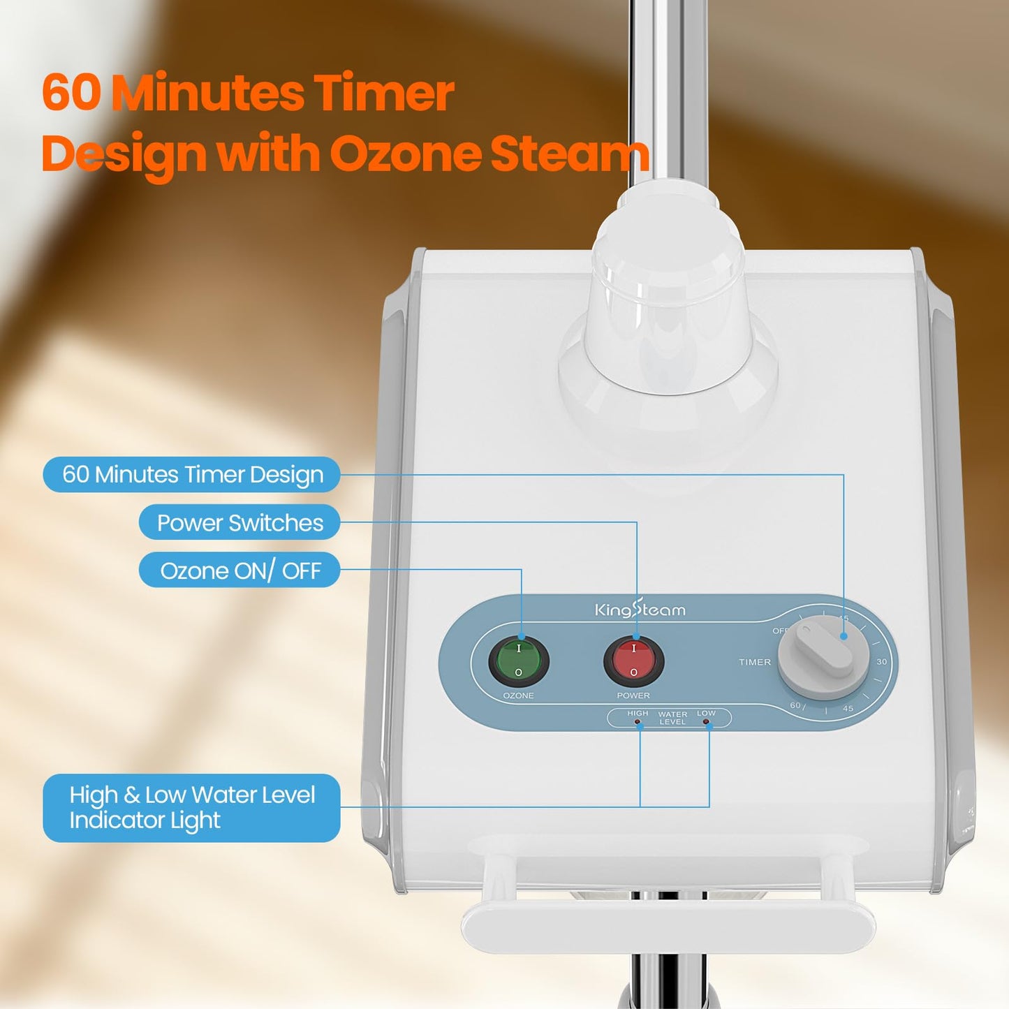 Nano Ionic Facial Steamer with Ozone Mist for Deep Pore Cleansing & Hydration