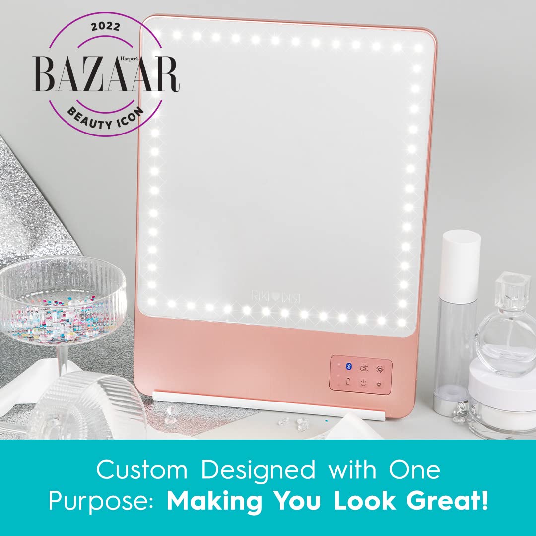 LED Vanity Mirror with Magnifying Attachment and Phone Holder Stand