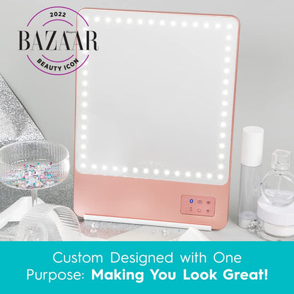 LED Vanity Mirror with Magnifying Attachment and Phone Holder Stand