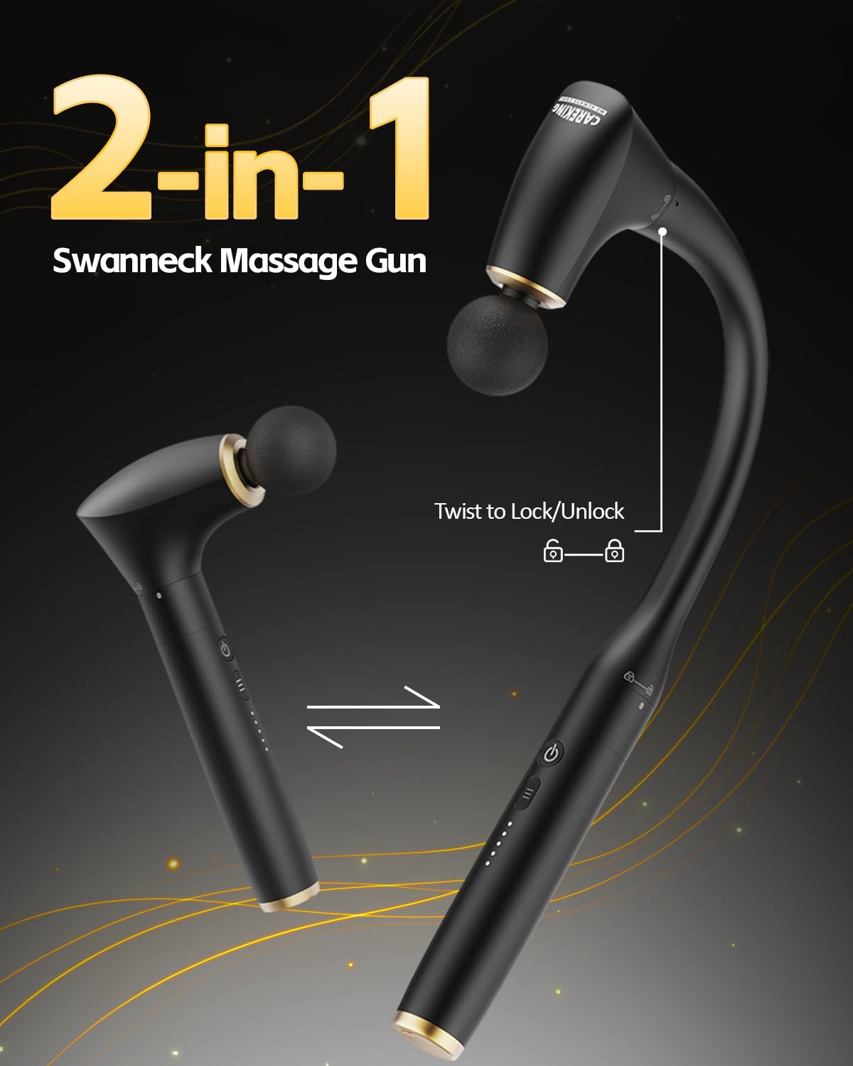 2-in-1 Percussion Massage Gun with Extension Handle for Deep Tissue Relief