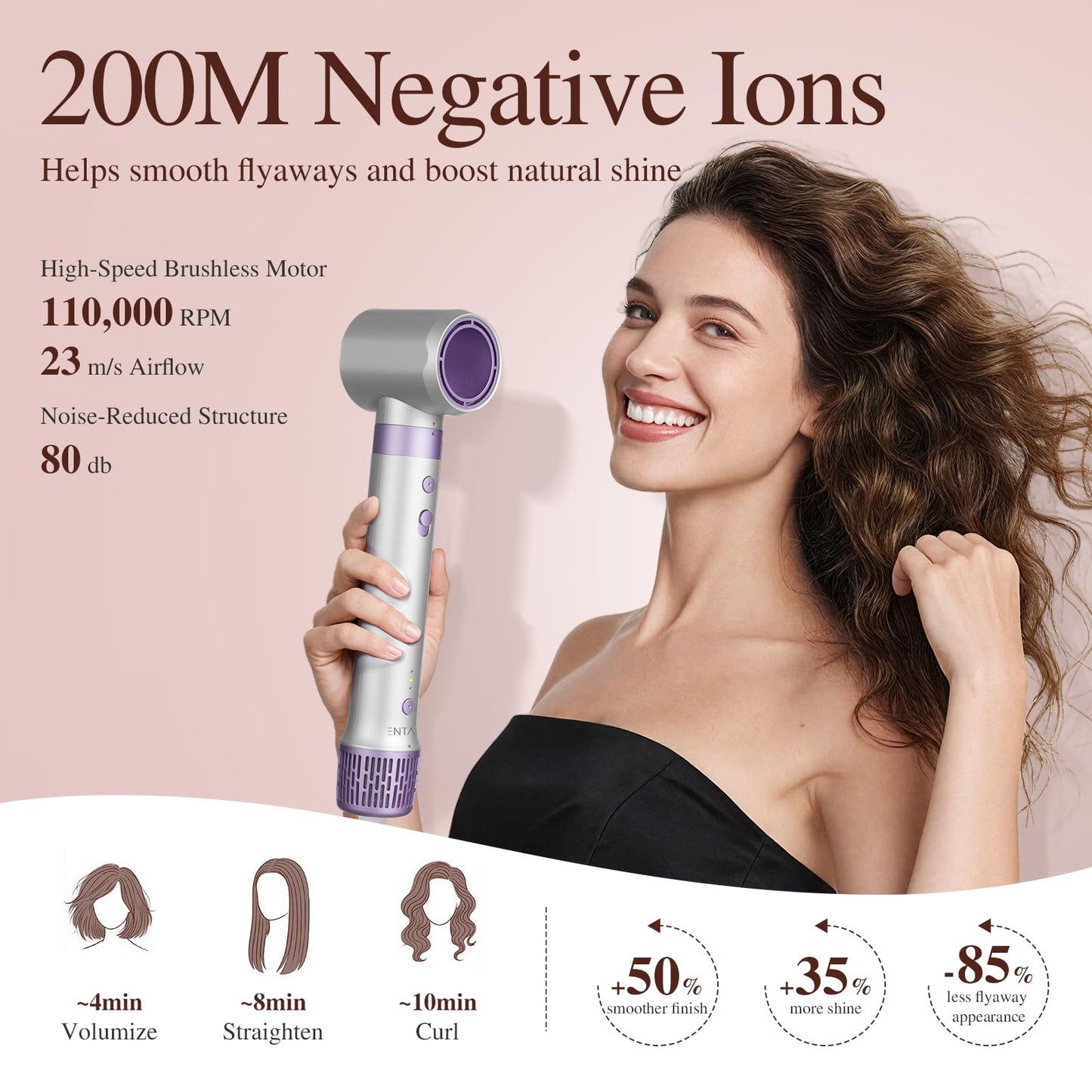 5-in-1 Hot Air Styler Brush for Hair Drying, Curling & Volumizing