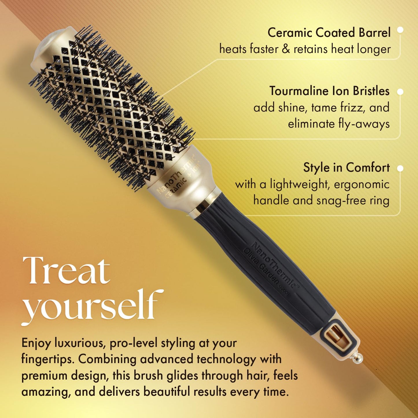 Ceramic Ionic Round Thermal Hair Brush for Professional Blowouts