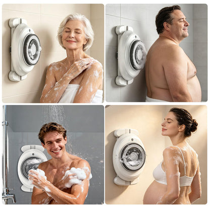 Wall-Mounted Electric Shower Body Scrubber with Soft Bristles & Replaceable Heads