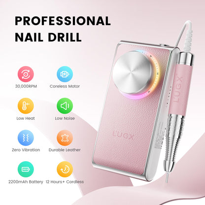 Cordless Electric Nail Drill Kit with 30000 RPM for Nail Care & Polishing