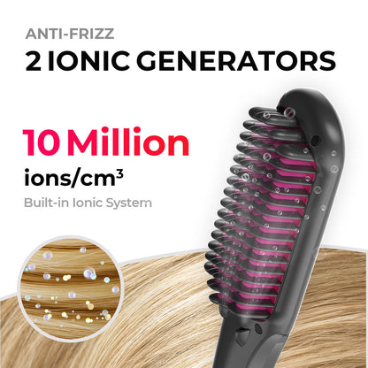 Ionic Hair Straightening Brush with Adjustable Heat Levels for Smooth Styling