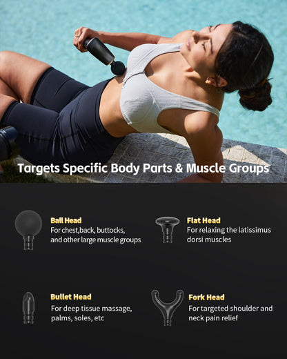 2-in-1 Percussion Massage Gun with Extension Handle for Deep Tissue Relief