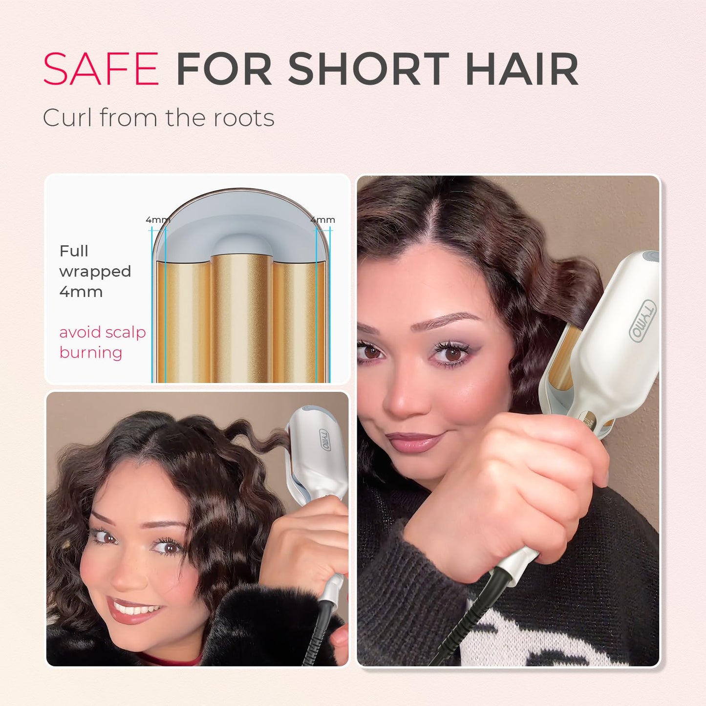 3-Barrel Hair Waver with Ionic Ceramic Technology for Beach Waves