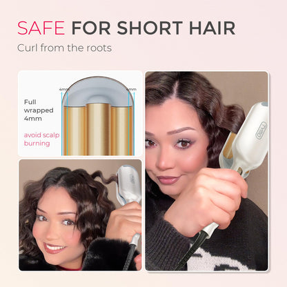 3-Barrel Hair Waver with Ionic Ceramic Technology for Beach Waves