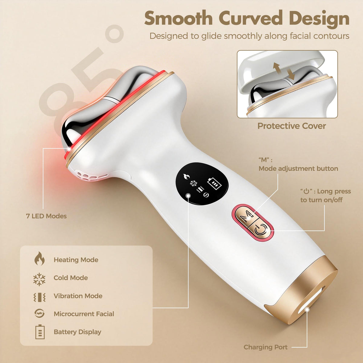 7-in-1 Red Light Facial Massager with Hot & Cold Gua Sha Therapy