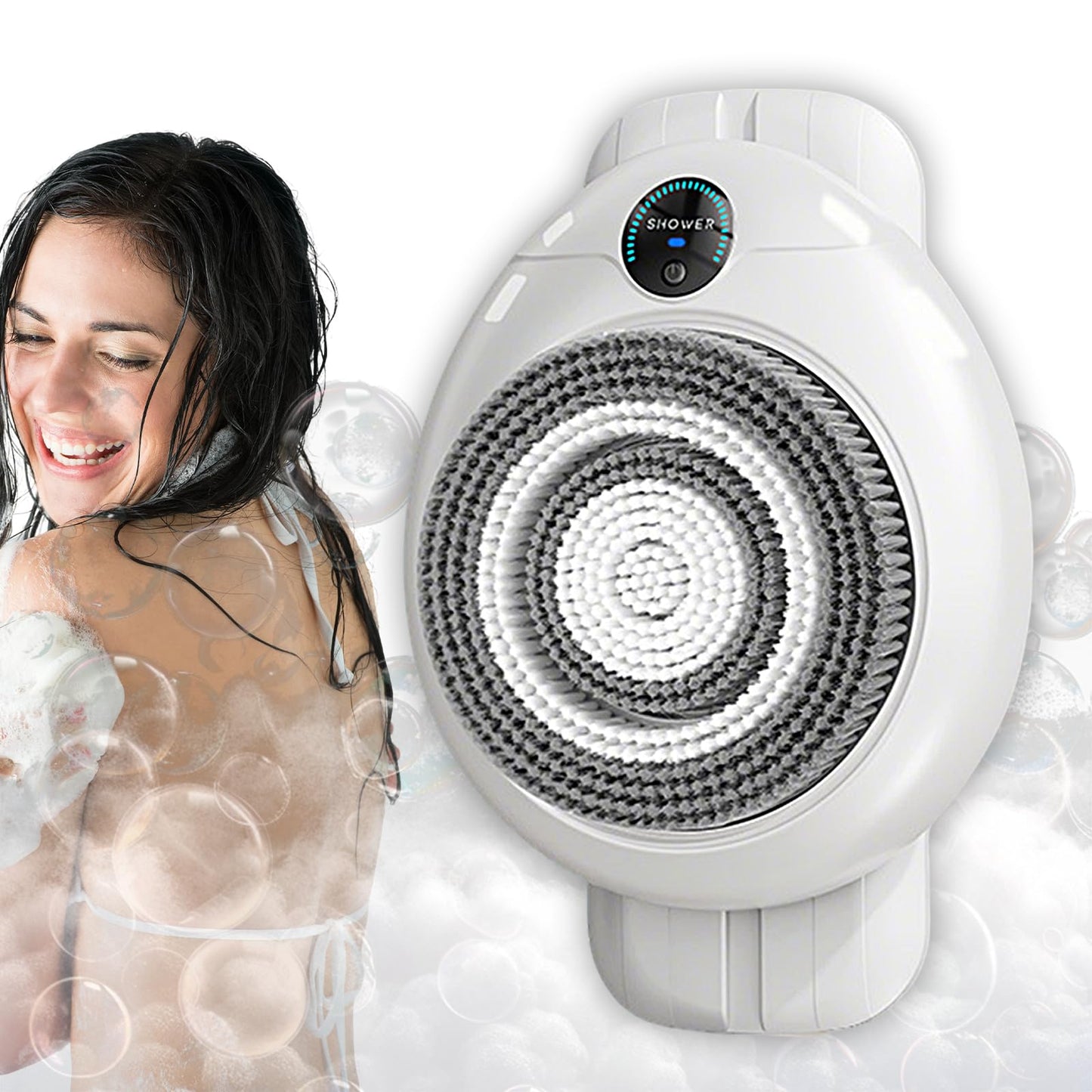 Wall-Mounted Electric Body Scrubber with Soft Bristles for Shower Care