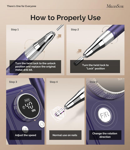 Portable Electric Nail Drill Kit with 40,000 RPM for Gel & Acrylic Nails