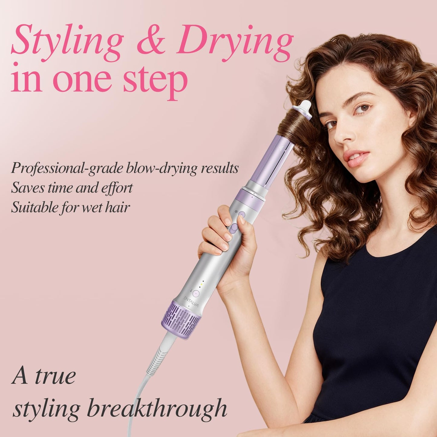 5-in-1 Hot Air Styler Brush for Hair Drying, Curling & Volumizing