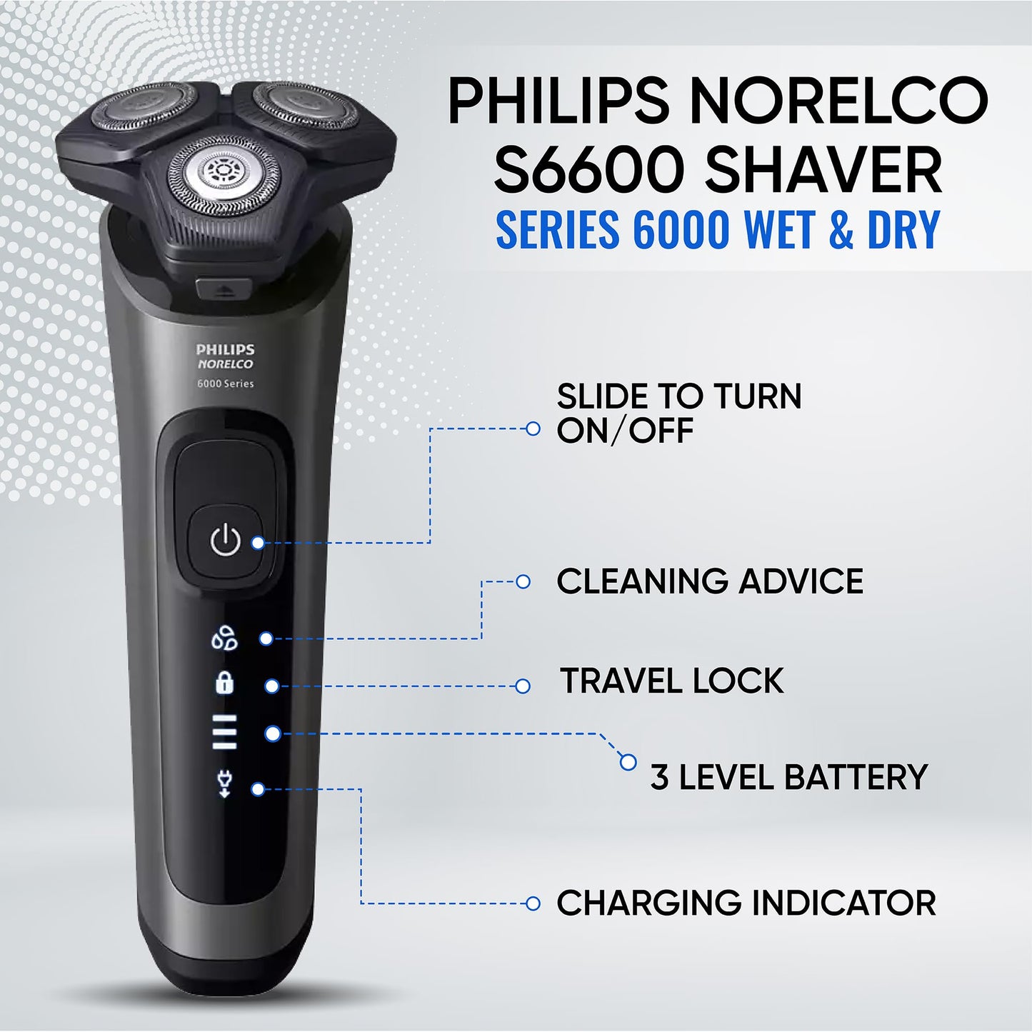 Rechargeable Wet & Dry Electric Shaver with Pop-Up Trimmer for Men