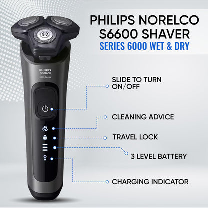 Rechargeable Wet & Dry Electric Shaver with Pop-Up Trimmer for Men