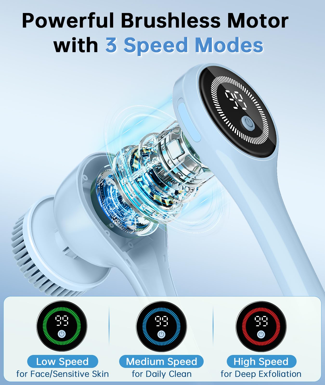 Rechargeable Electric Body Brush with Long Handle for Deep Cleansing & Exfoliation