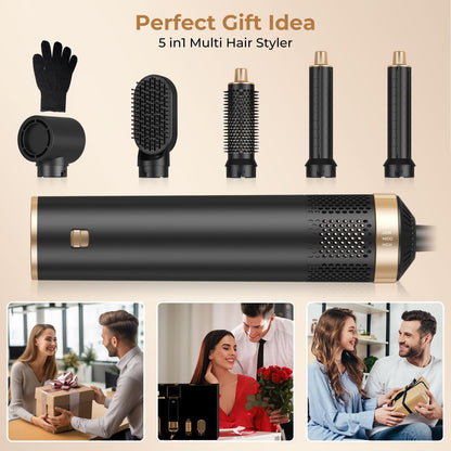5-in-1 Hair Dryer Brush with Air Curling, Volumizing & Styling Tools