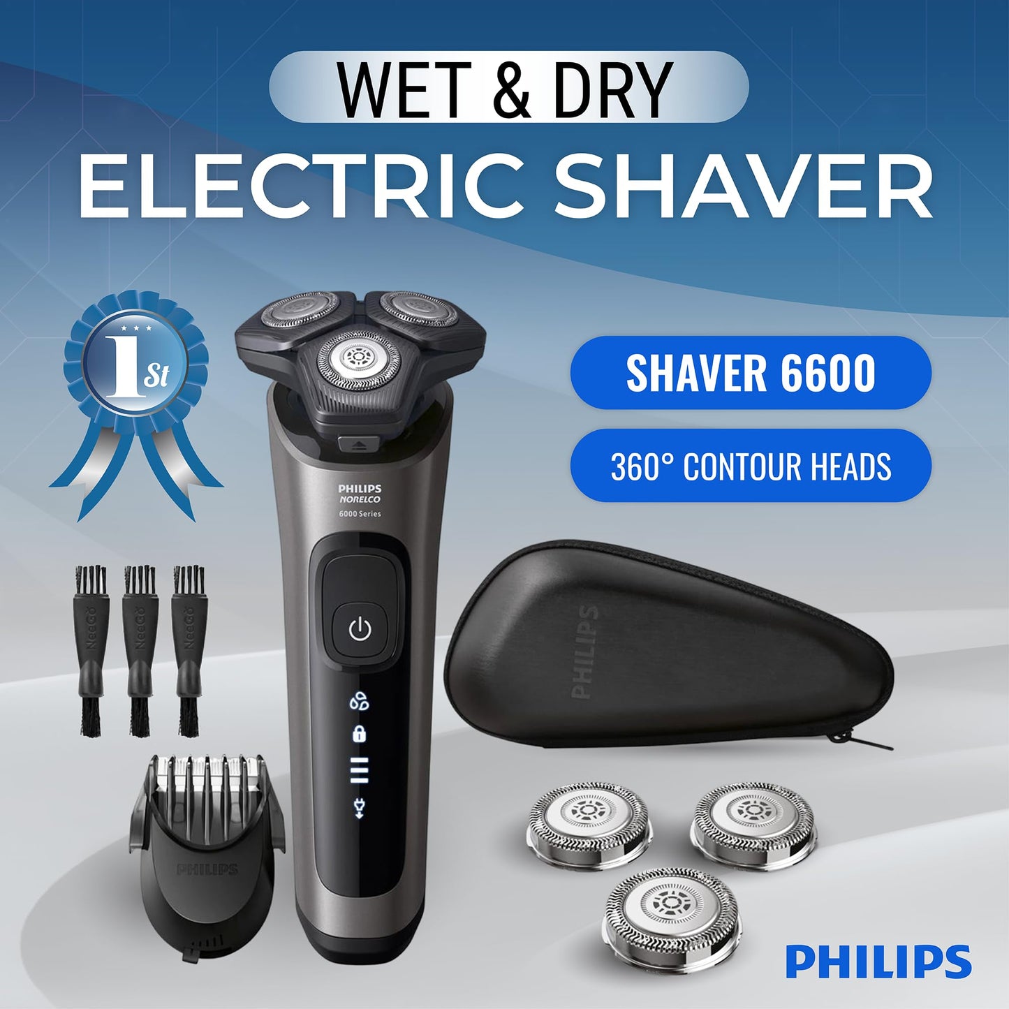 Rechargeable Wet & Dry Electric Shaver with Pop-Up Trimmer for Men