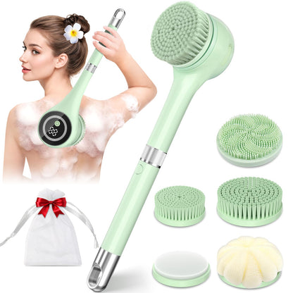 Rechargeable Electric Body Brush with Long Handle for Deep Cleansing & Exfoliation