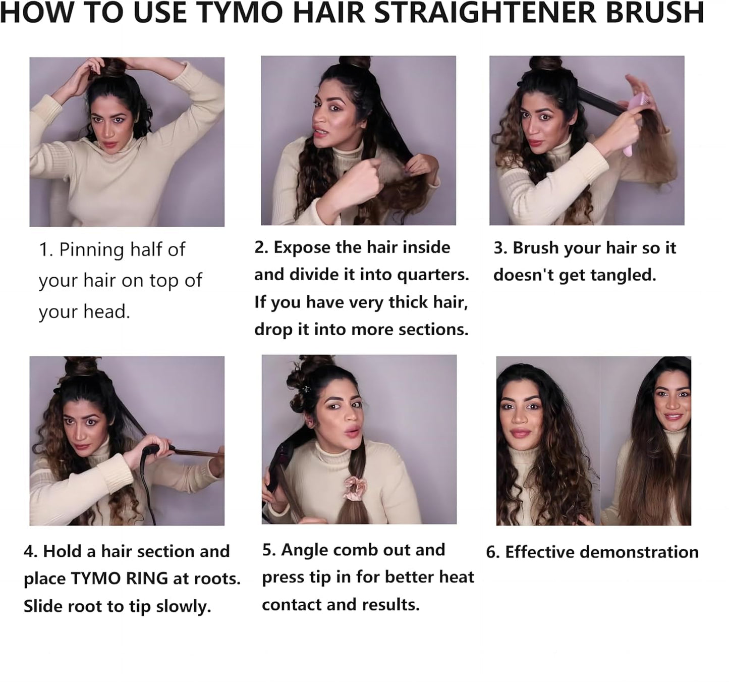 Ionic Hair Straightening Brush with Adjustable Heat Levels for Smooth Styling