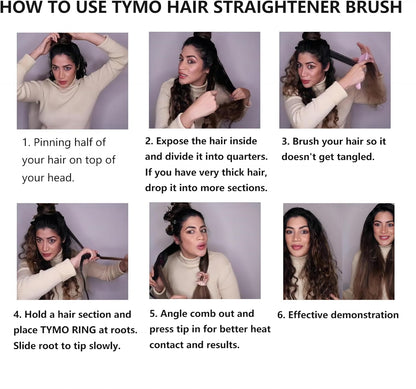 Ionic Hair Straightening Brush with Adjustable Heat Levels for Smooth Styling