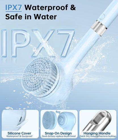 Rechargeable Electric Body Brush with Long Handle for Deep Cleansing & Exfoliation