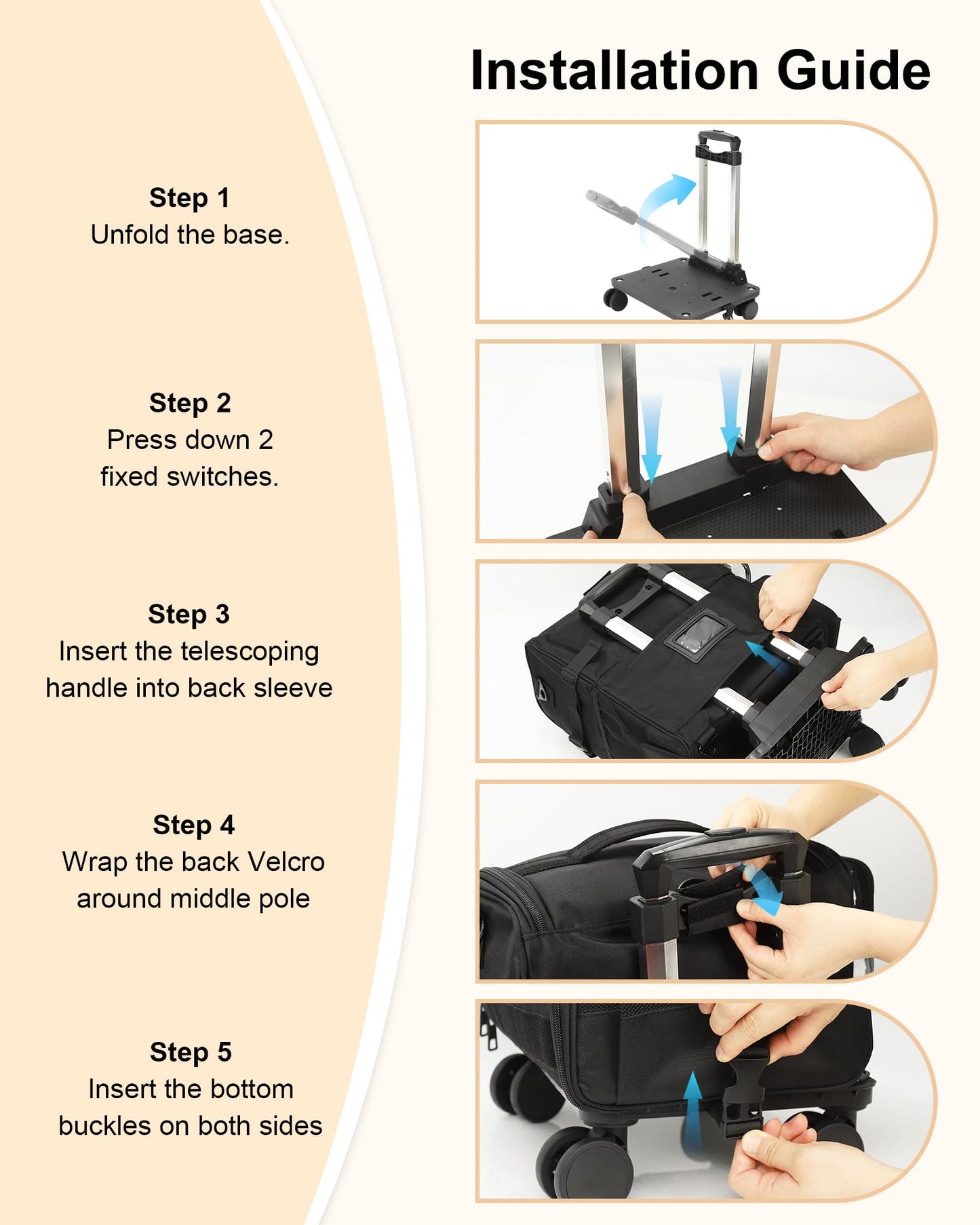 Rolling Makeup Train Case with Clear Bags and 360° Spinner Wheels Organizer
