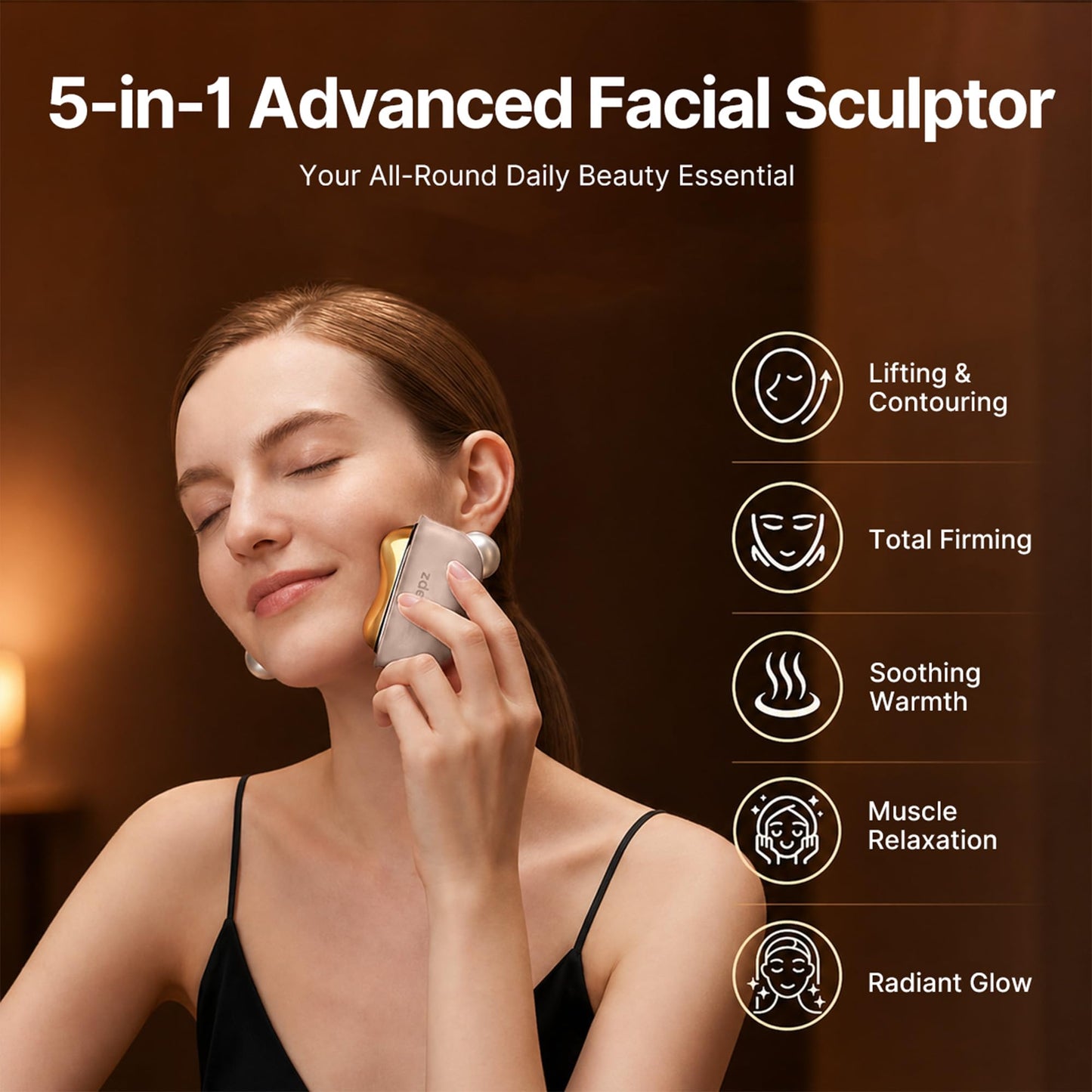 LED Red Light Therapy Face Massager with Heated Gua Sha Sculpting Tool