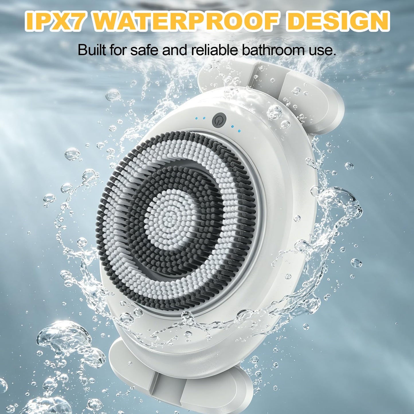 Wall-Mounted Electric Shower Body Scrubber with Soft Bristles & Replaceable Heads