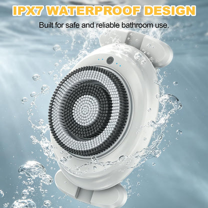 Wall-Mounted Electric Shower Body Scrubber with Soft Bristles & Replaceable Heads