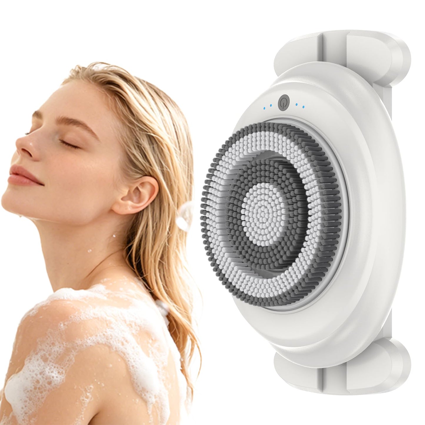Wall-Mounted Electric Shower Body Scrubber with Soft Bristles & Replaceable Heads