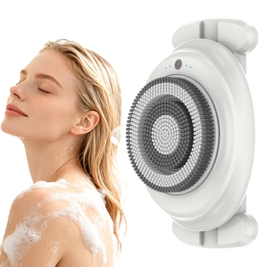 Wall-Mounted Electric Shower Body Scrubber with Soft Bristles & Replaceable Heads