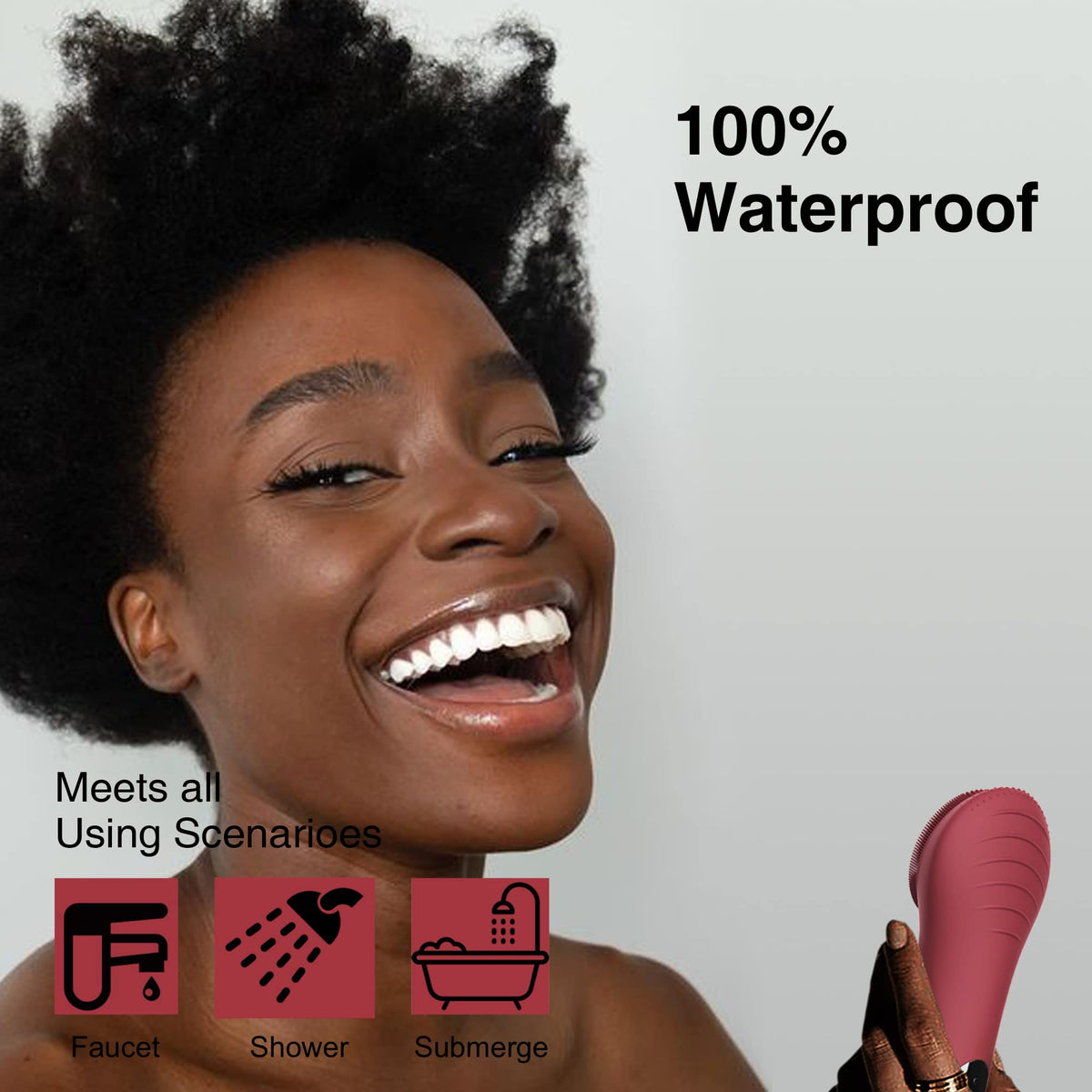 Ultrasonic Facial Cleansing Brush - Waterproof Rechargeable Face Scrubber