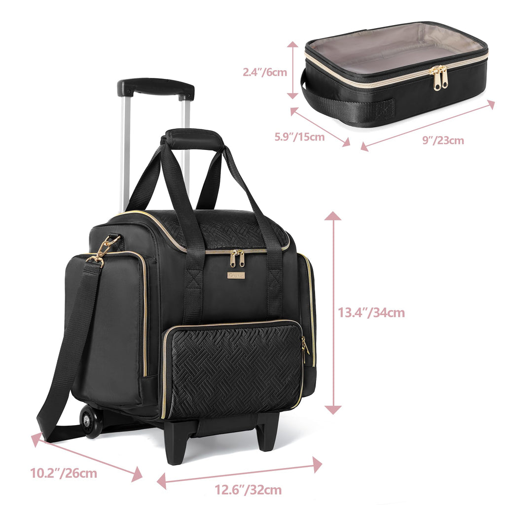 Prokva Rolling Makeup Case, Professional Makeup Train Case with Wheels