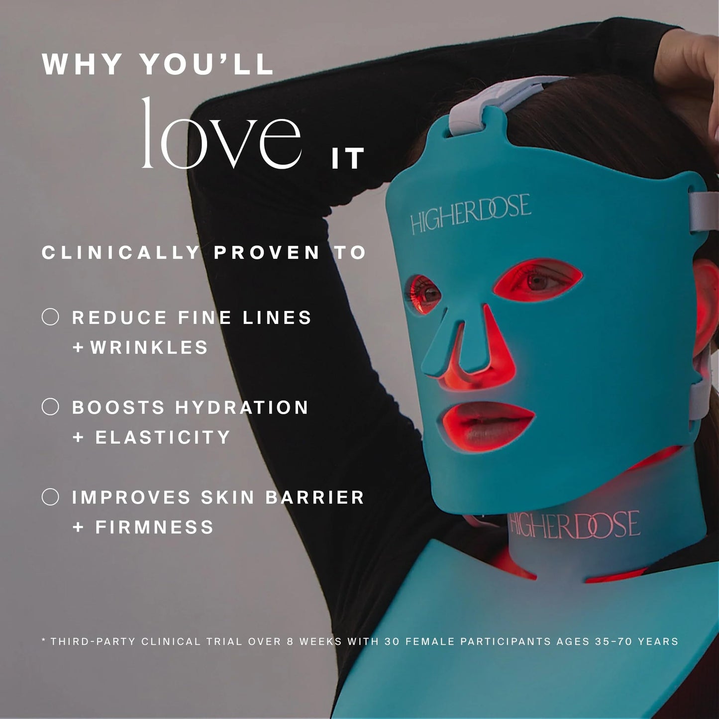 HigherDOSE Red Light Therapy Mask, FSA Eligible, FDA Cleared LED Face Mask