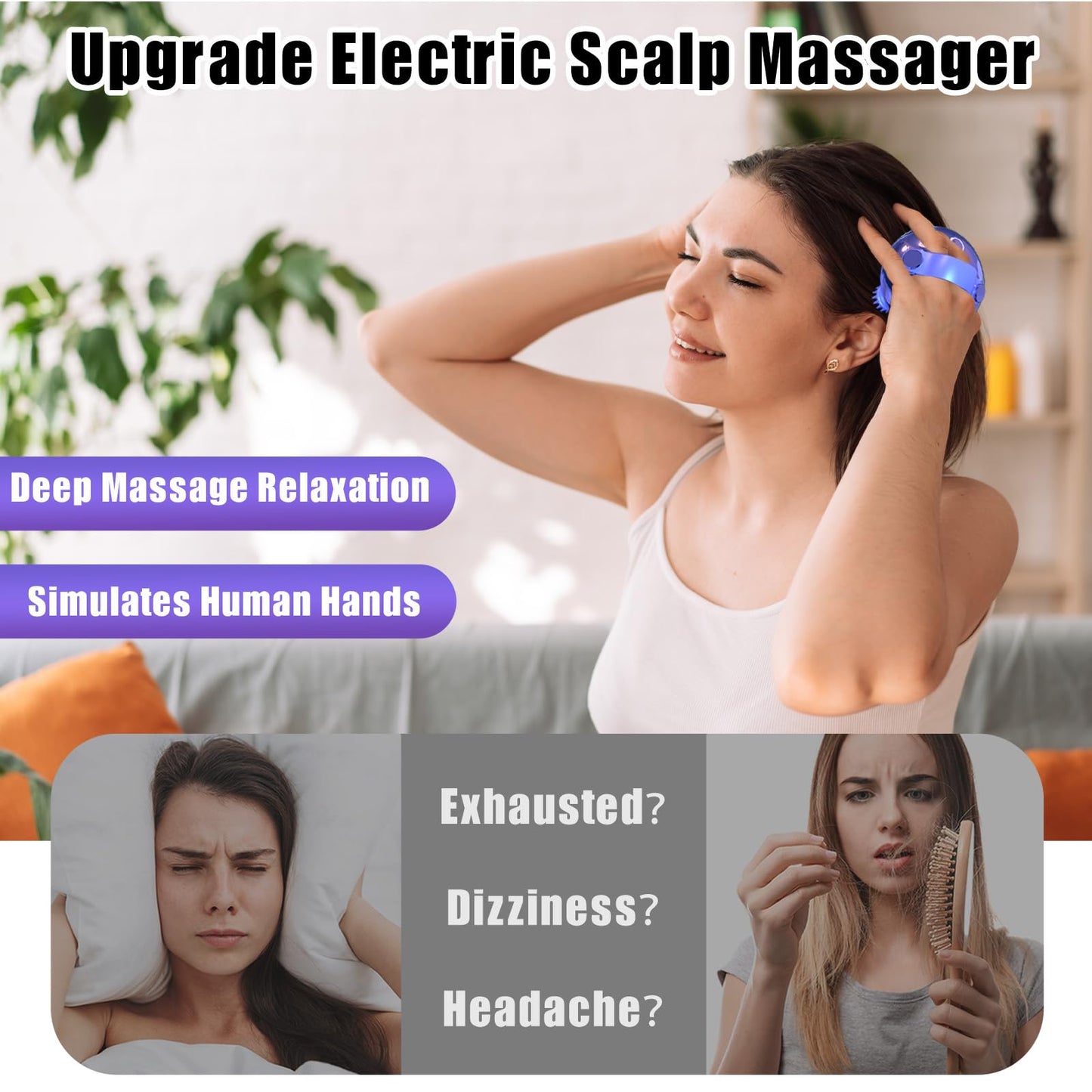 Electric Scalp Massager with Waterproof Design for Relaxing Hair Care