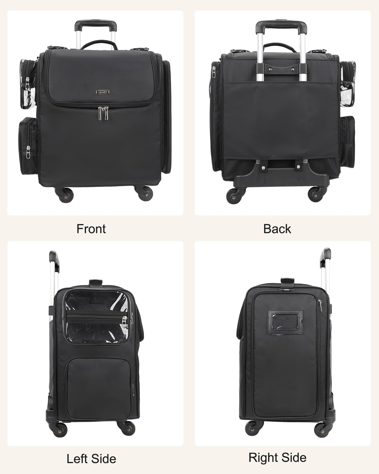 Rolling Makeup Train Case with Adjustable Dividers and Beauty Tool Storage Organizer
