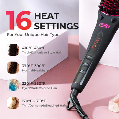 Ionic Hair Straightening Brush with Adjustable Heat Levels for Smooth Styling