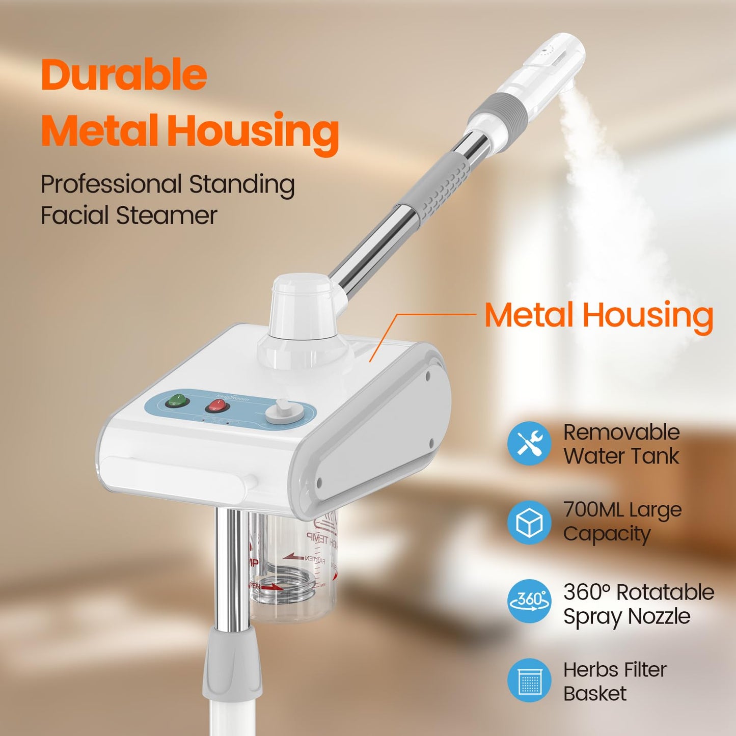 Nano Ionic Facial Steamer with Ozone Mist for Deep Pore Cleansing & Hydration